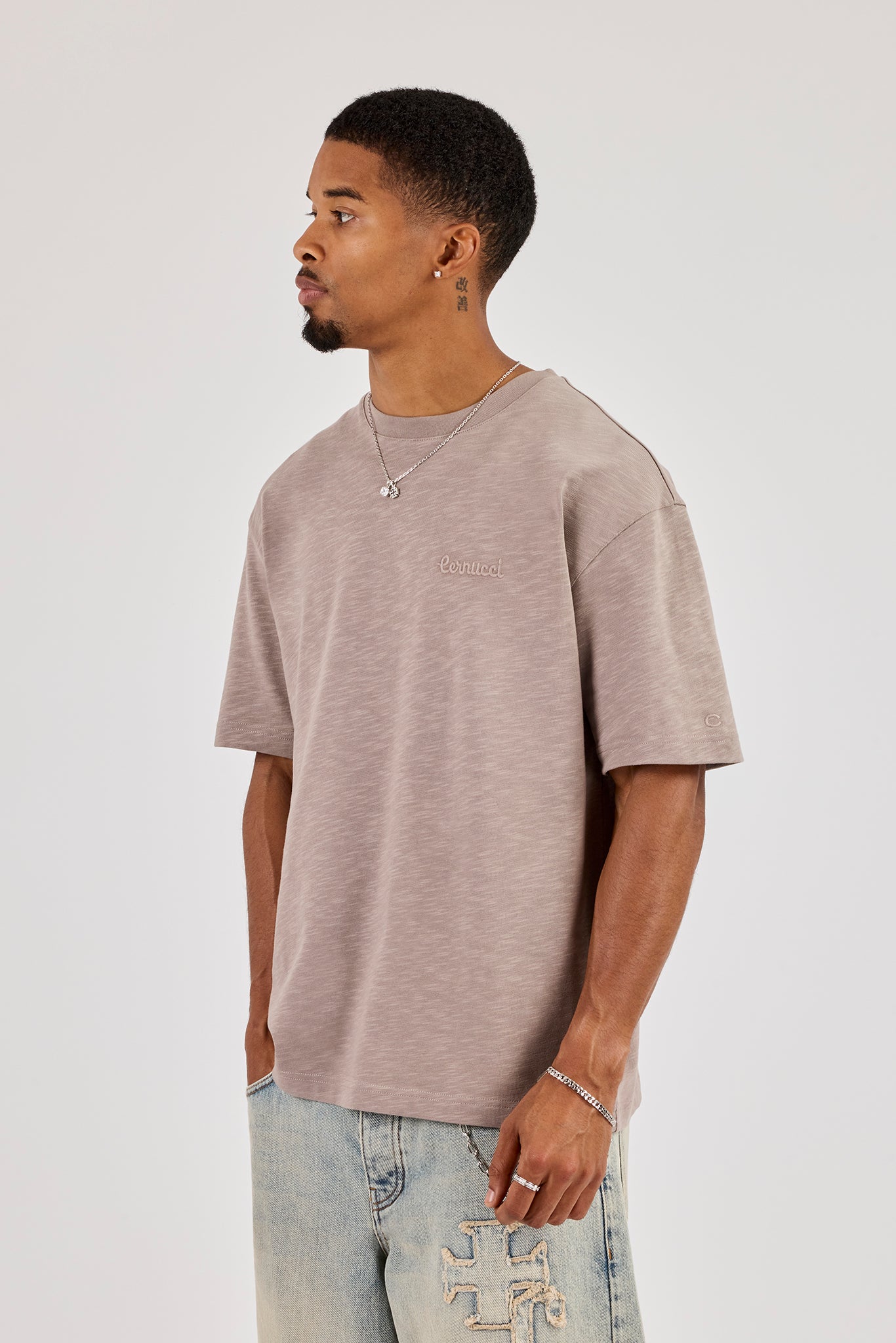 Rua Da Lapa Graphic Slub T-Shirt - Taupe