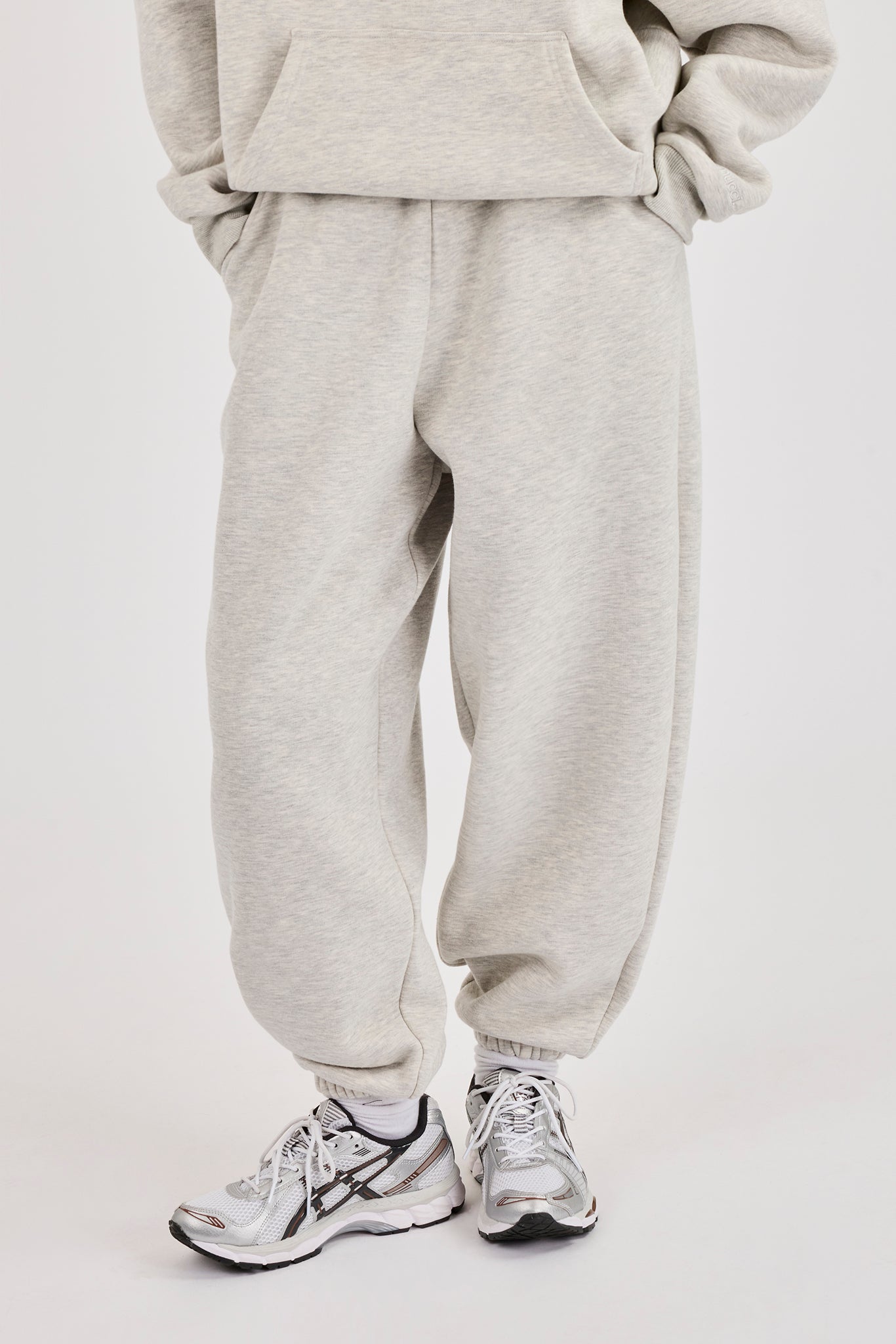 480GSM Fleece Cuffed Jogger - Grey Marl