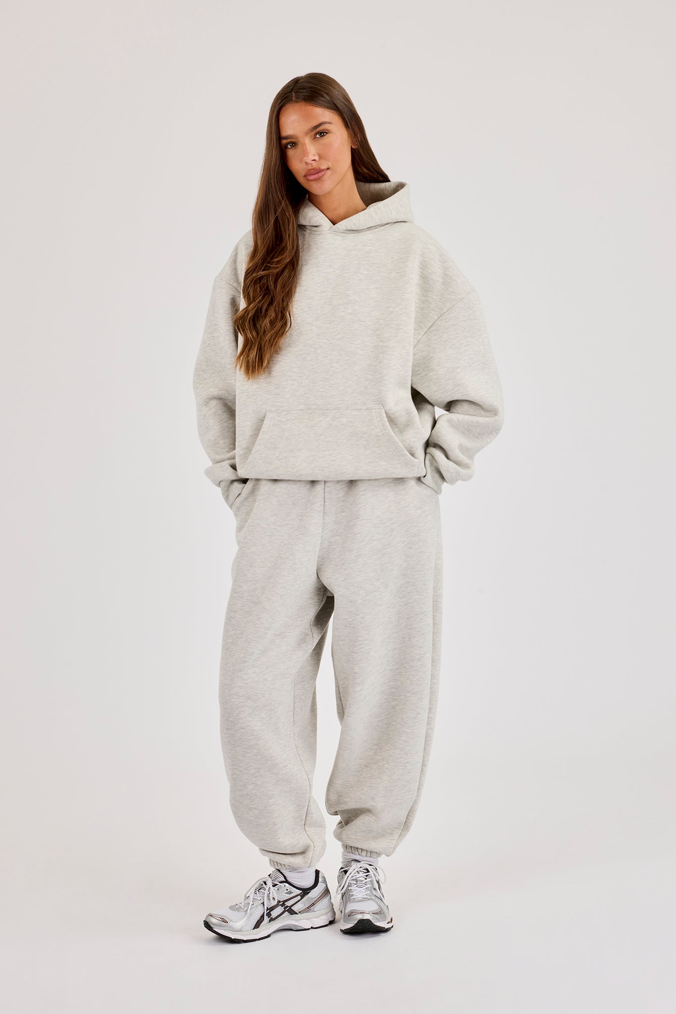 480GSM Fleece Hoodie & Cuffed Jogger - Grey Marl