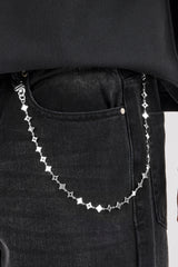 Mens Baggy Jean & 10mm Star Outline Jean Chain - Washed Black