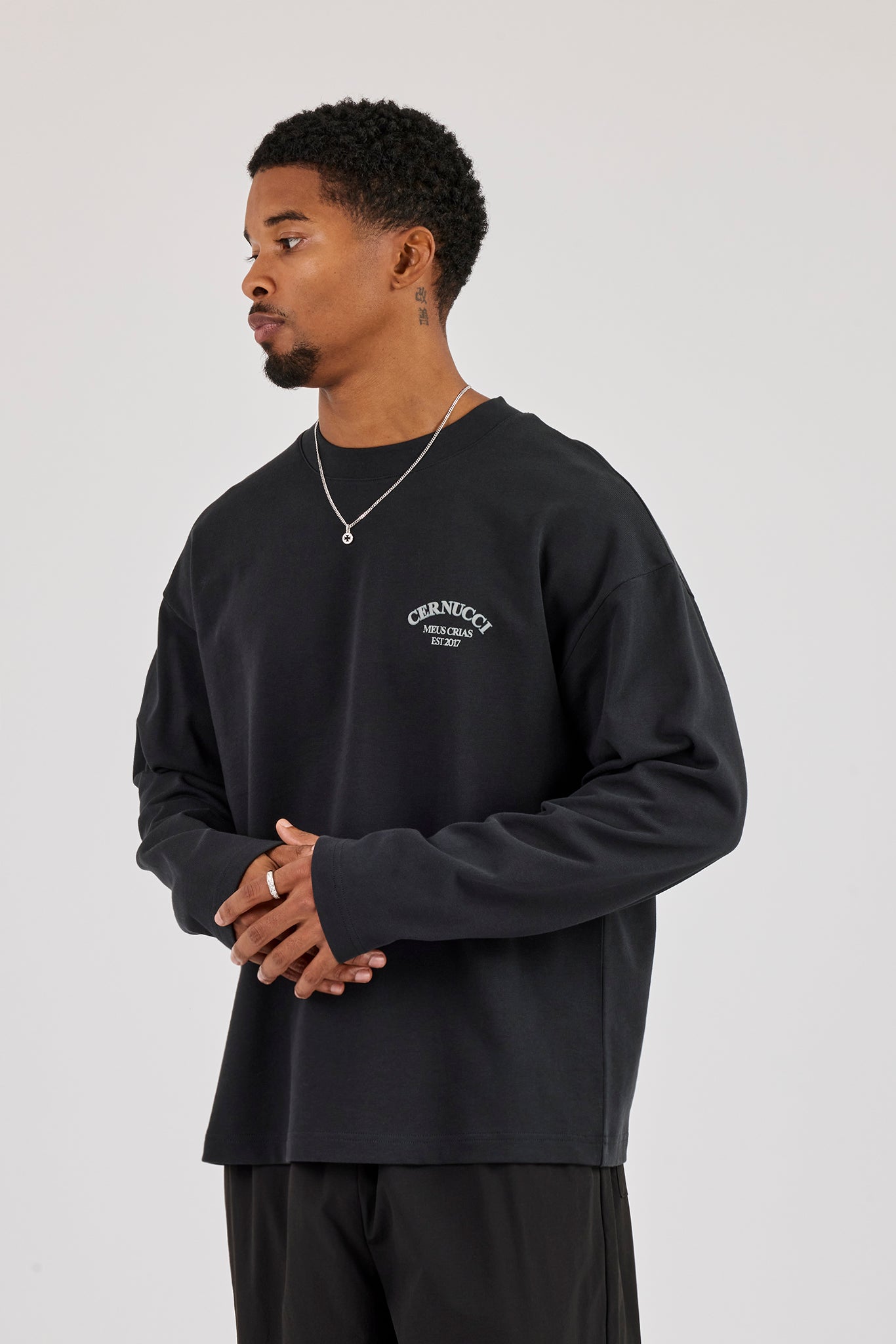Long Sleeve Back Logo T-Shirt - Black