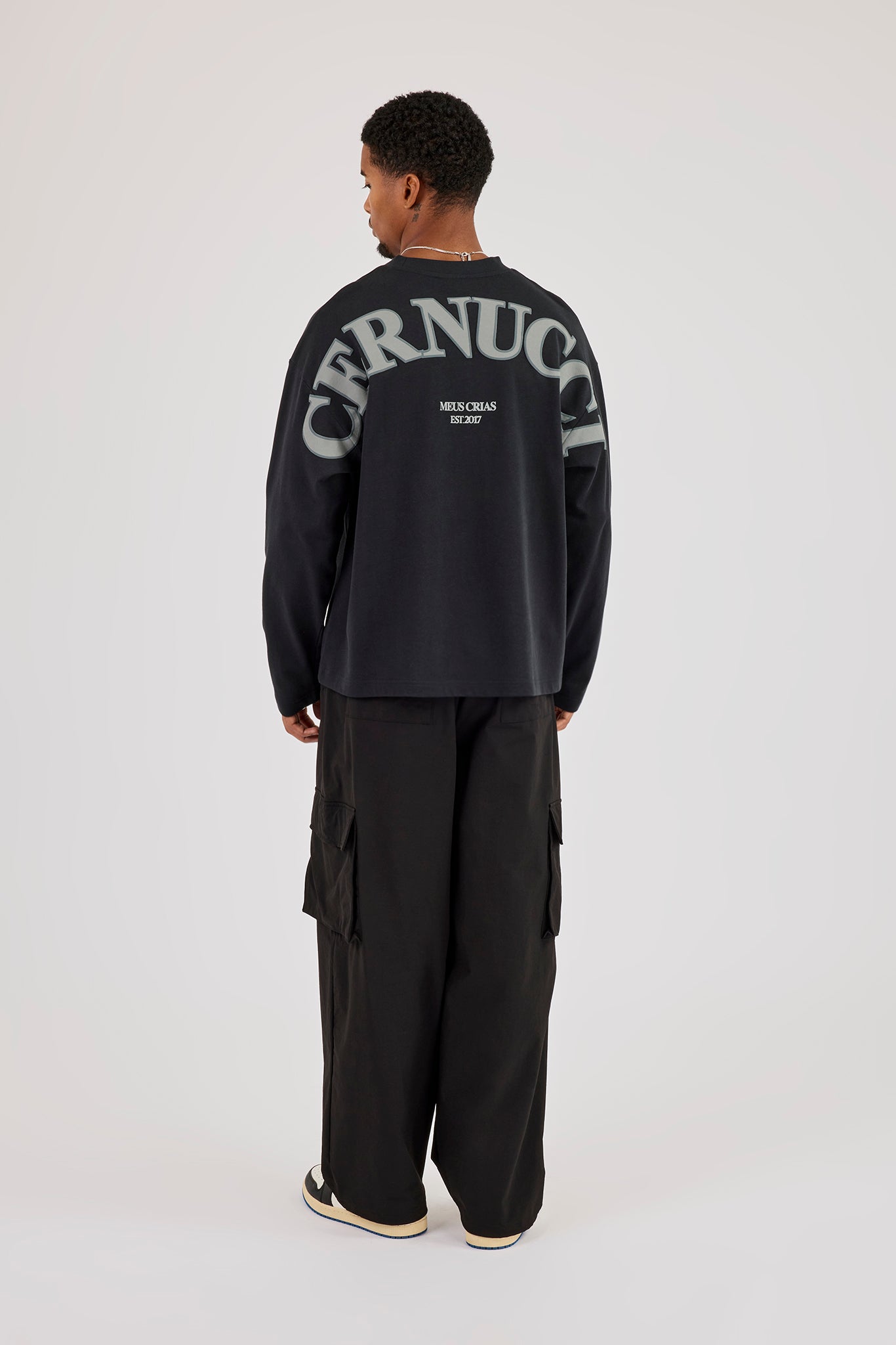 Long Sleeve Back Logo T-Shirt - Black
