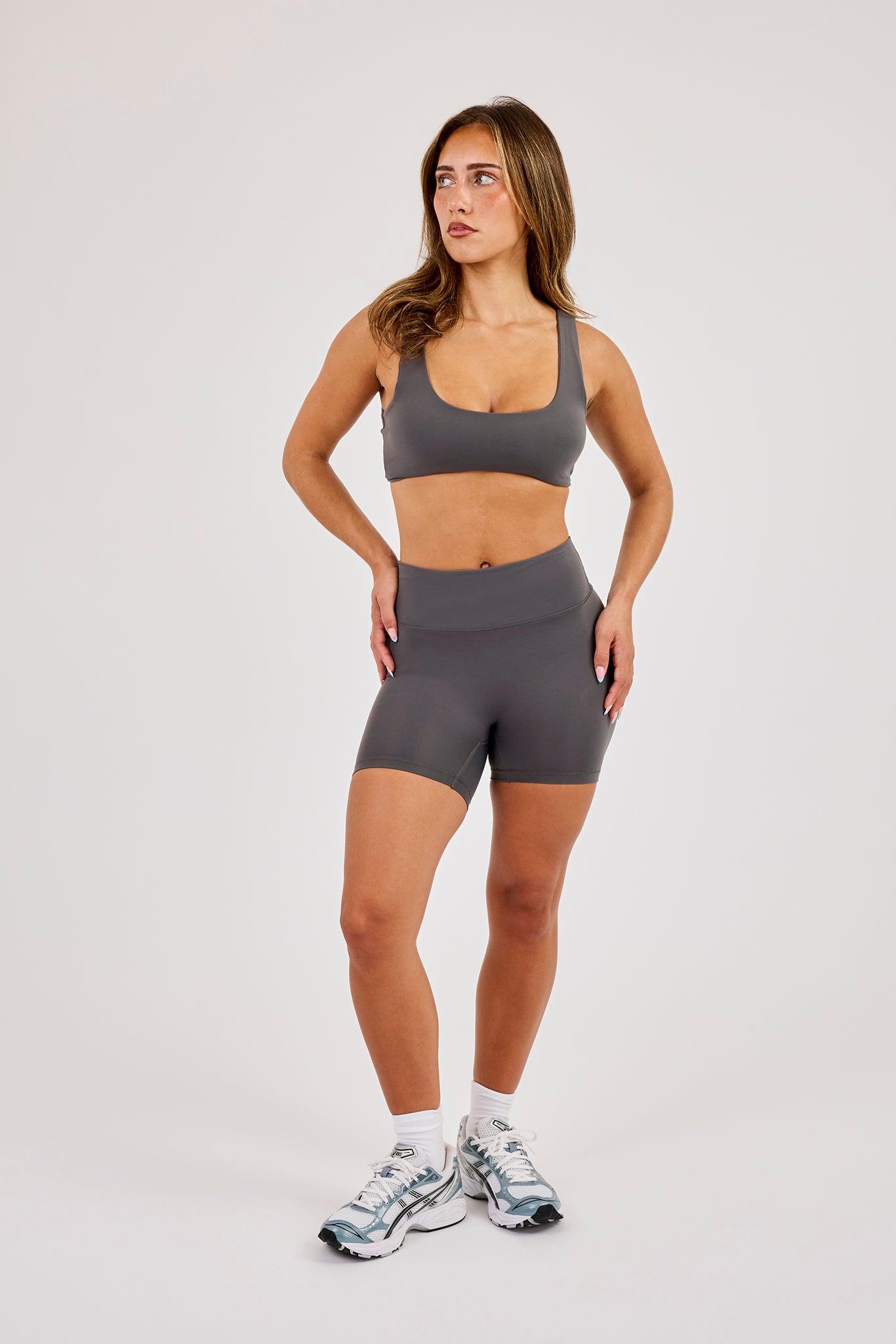 Classic Scoop Neck Bralet & Short - Granite Grey