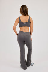 Classic Scoop Neck Bralet & Flared Pant - Grey