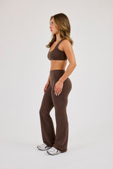 Classic Scoop Neck Bralet & Flared Pant - Chocolate