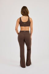 Classic Scoop Neck Bralet & Flared Pant - Chocolate