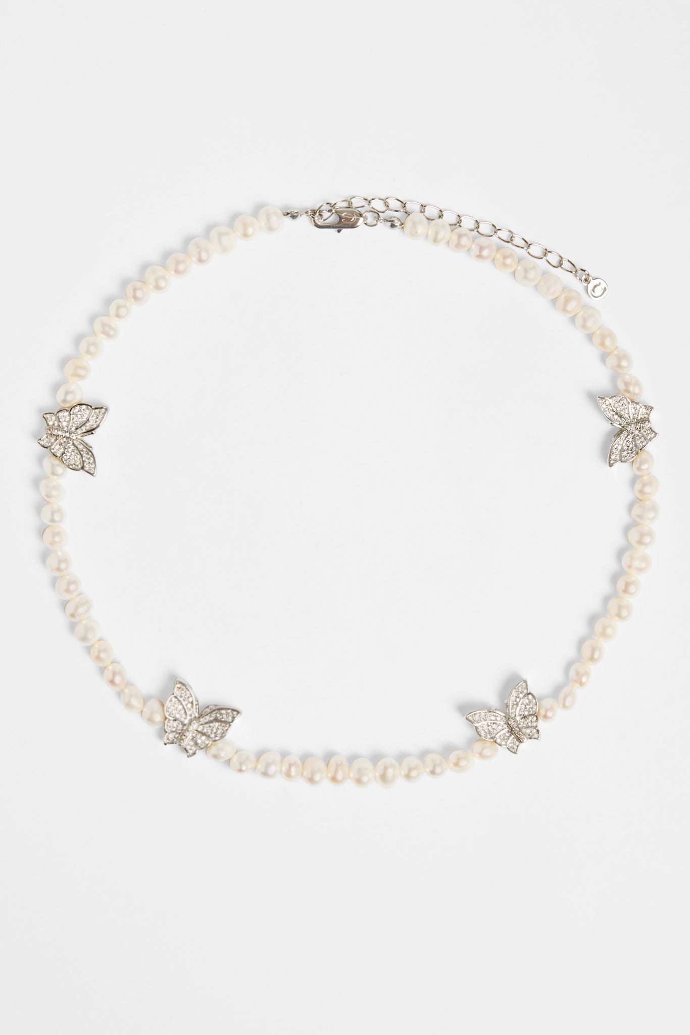 Freshwater Pearl and Iced Butterfly Necklace