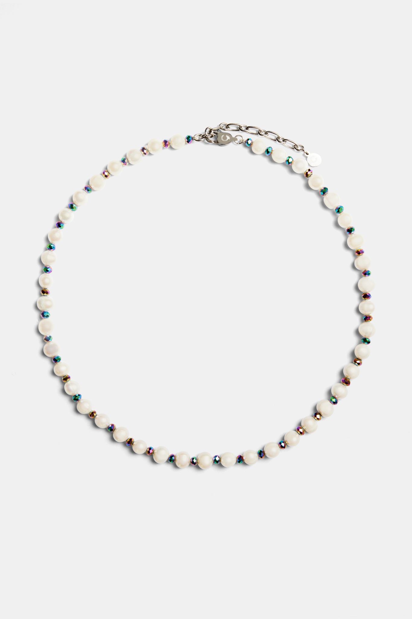 Oil Slick Bead & Freshwater Pearl Necklace - 6mm