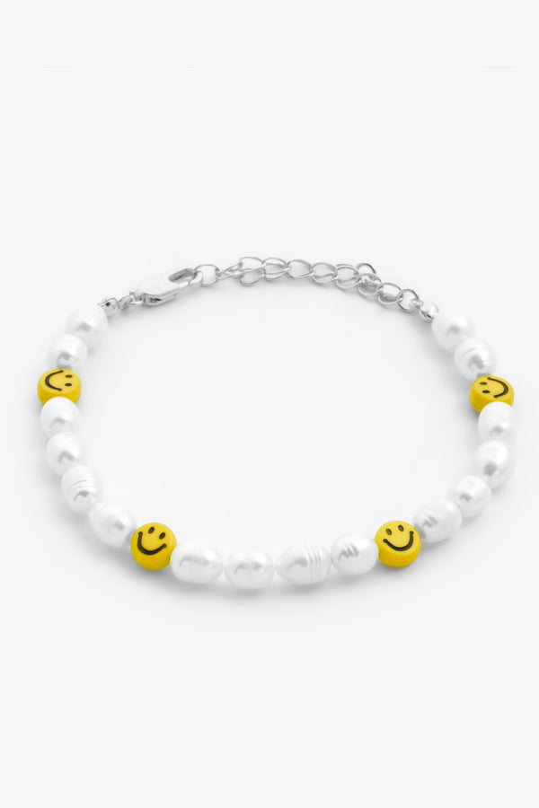 Freshwater Pearl and Yellow Face Motif Bracelet