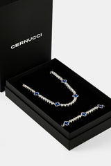 Blue Motif Tennis Chain & Bracelet - 5mm