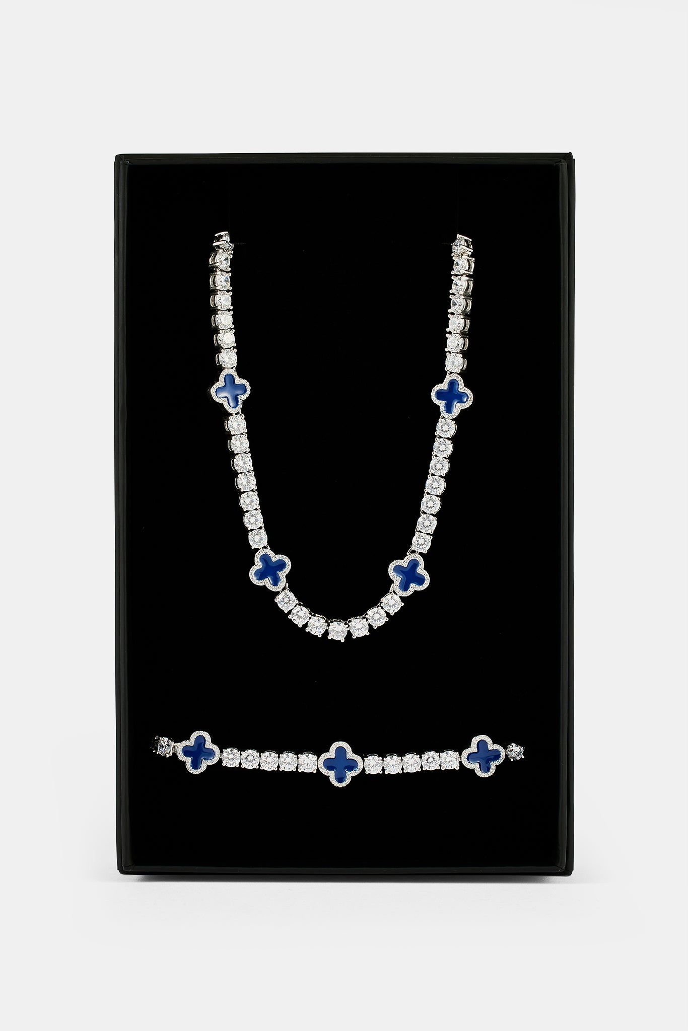 Blue Motif Tennis Chain & Bracelet - 5mm