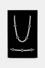 Blue Motif Tennis Chain & Bracelet - 5mm
