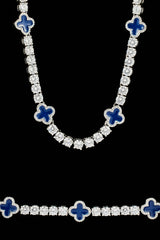 Blue Motif Tennis Chain & Bracelet - 5mm