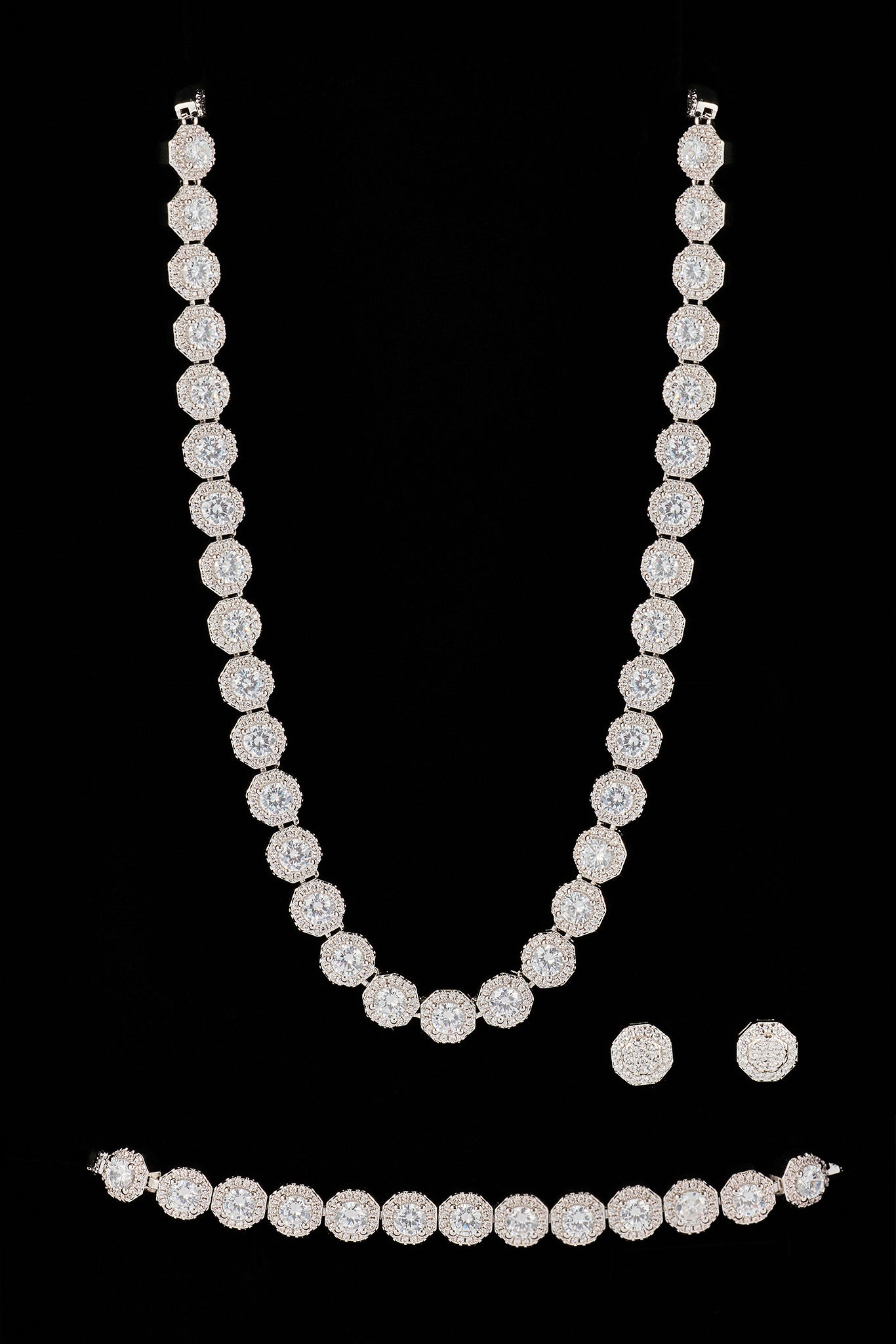 Iced Shape Cluster Tennis Chain, Bracelet & Stud - 6mm