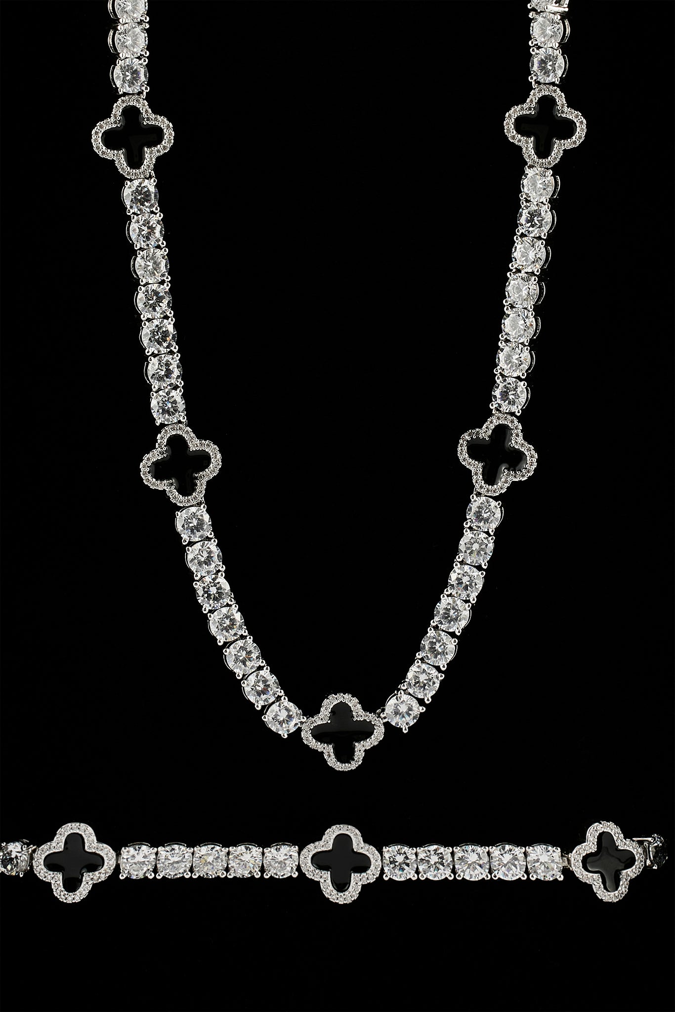 Tenniskette und Armband mit schwarzem Motiv – 5 mm