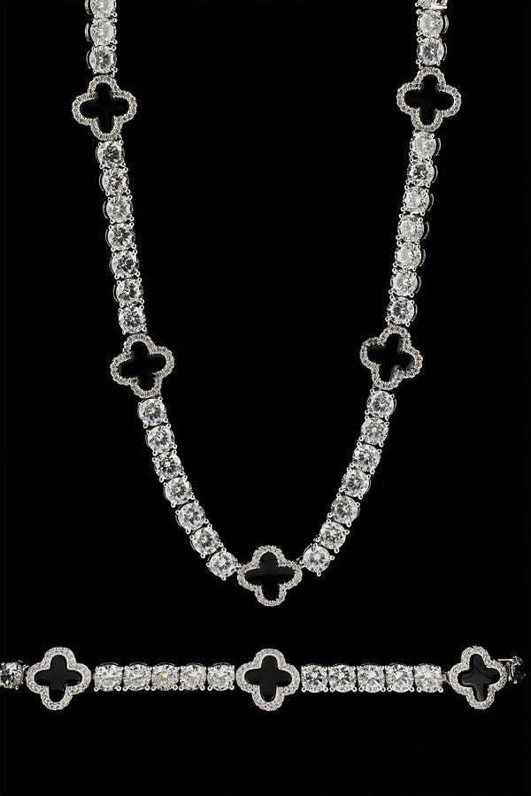 Tenniskette und Armband mit schwarzem Motiv – 5 mm