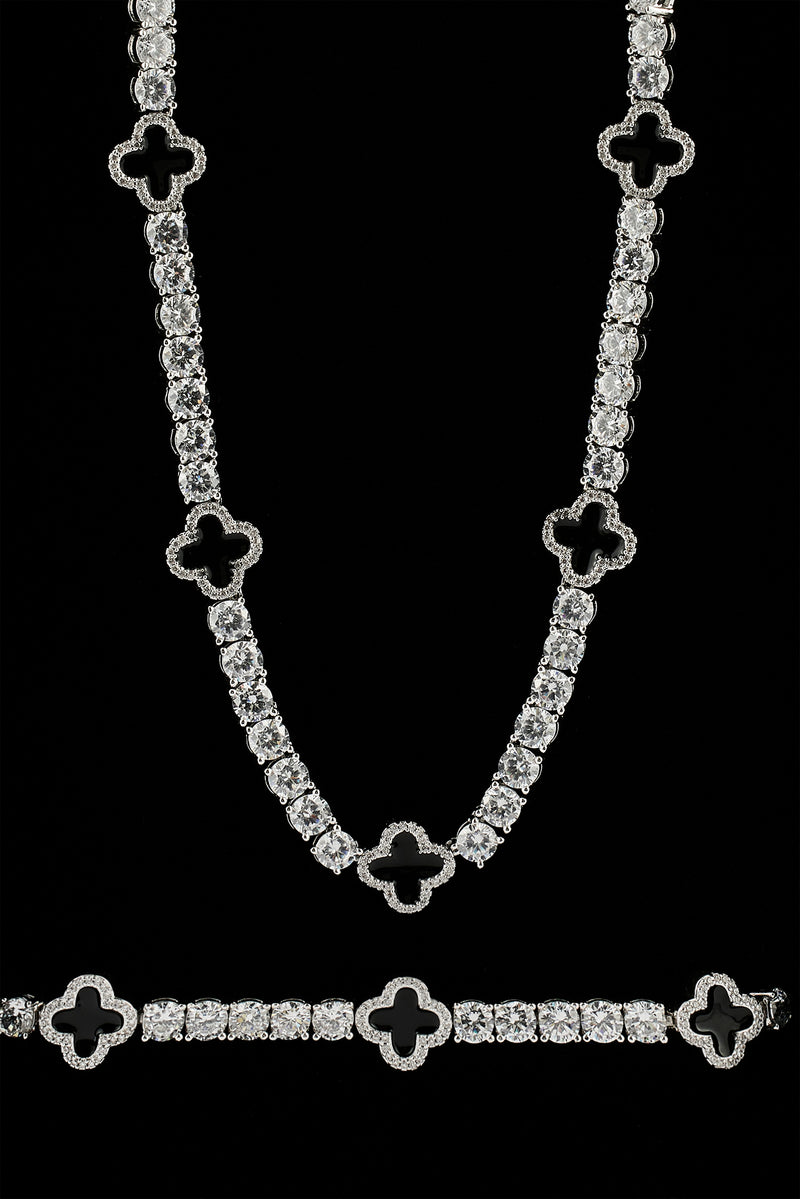 Tenniskette und Armband mit schwarzem Motiv – 5 mm