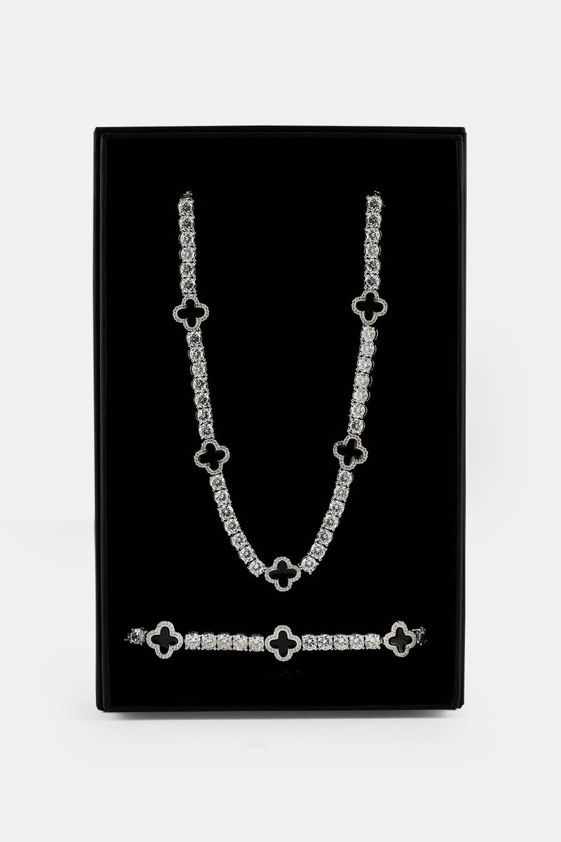 Tenniskette und Armband mit schwarzem Motiv – 5 mm