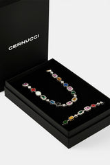 Multi Gemstone Motif Necklace & Bracelet - White - 10mm