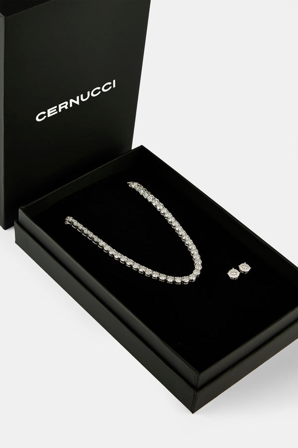 Moissanite Tennis Chain & Cluster Stud - 5mm