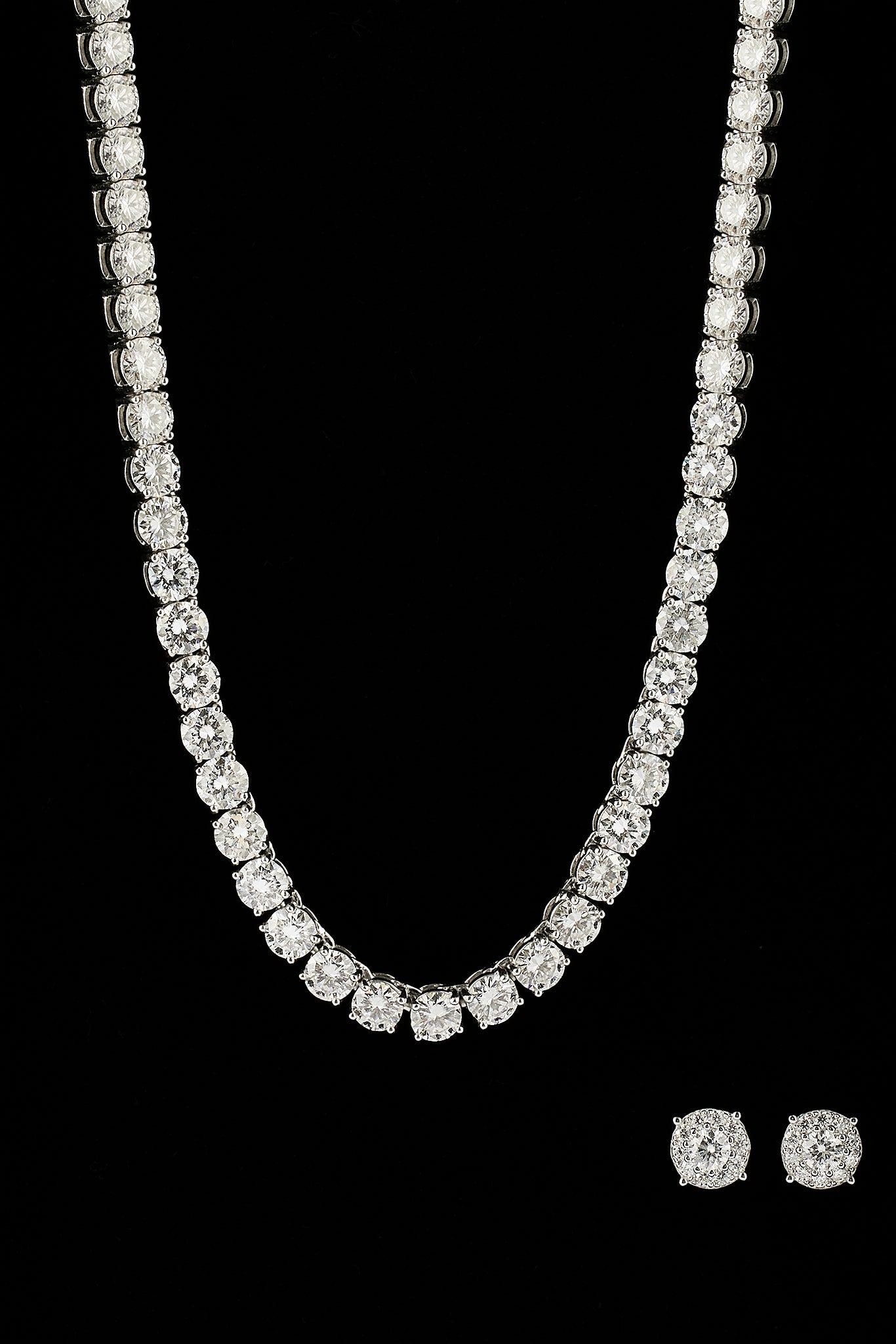 Moissanite Tennis Chain & Cluster Stud - 5mm