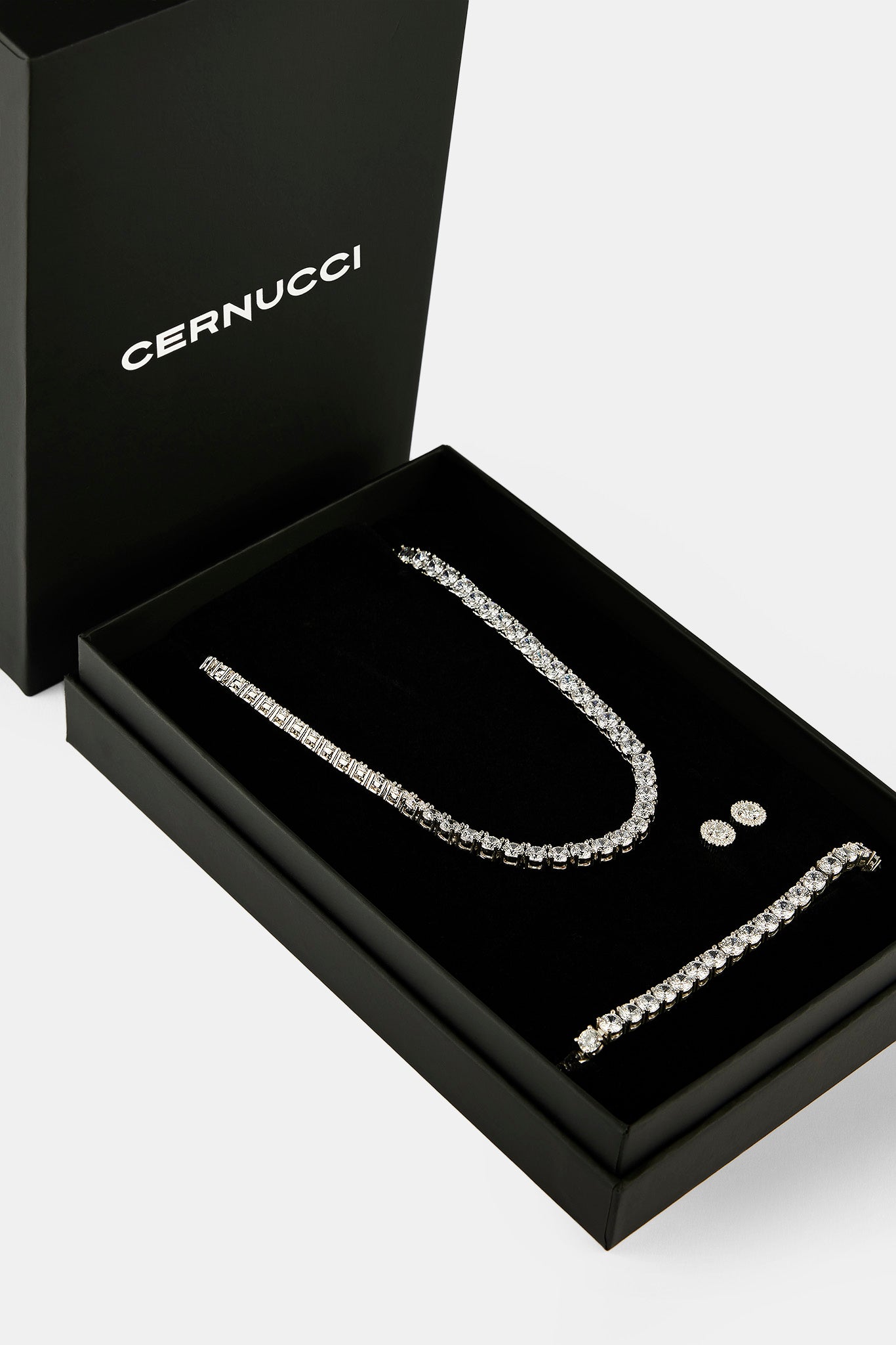 Moissanite Tennis Chain, Bracelet & Cluster Stud - 5mm