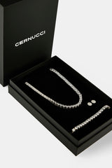 Moissanit-Tenniskette, Armband und Cluster-Ohrstecker – 5 mm