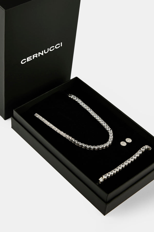 Moissanite Tennis Chain, Bracelet & Cluster Stud - 5mm