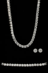 Moissanit-Tenniskette, Armband und Cluster-Ohrstecker – 5 mm