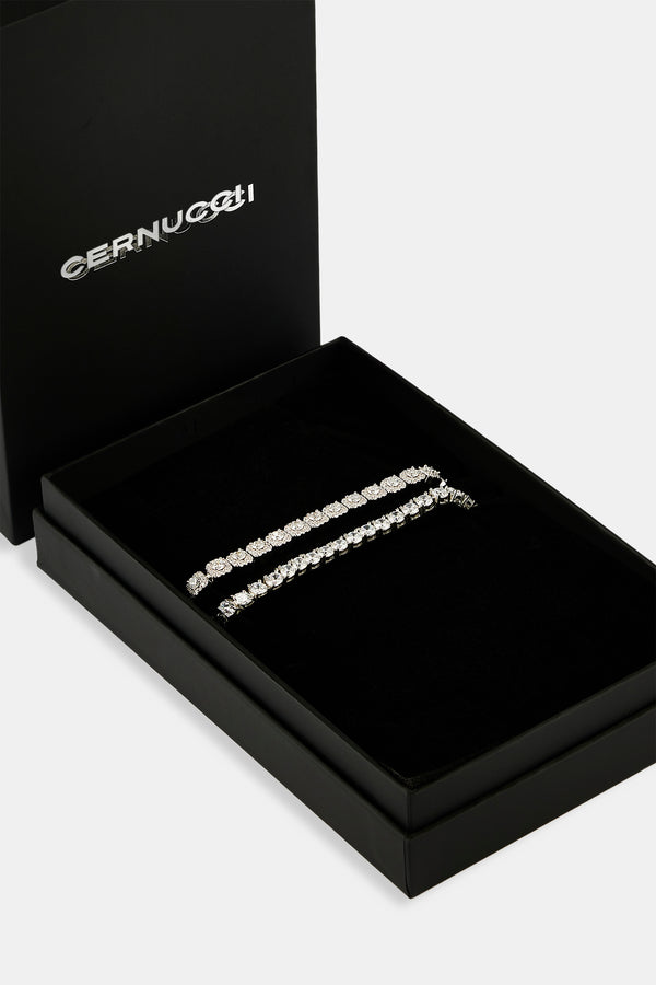 5mm Tennis & 7mm Clustered Tennis Bracelet