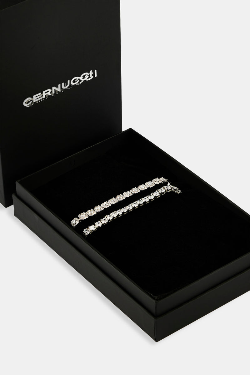 5mm Tennis & 7mm Clustered Tennis Bracelet