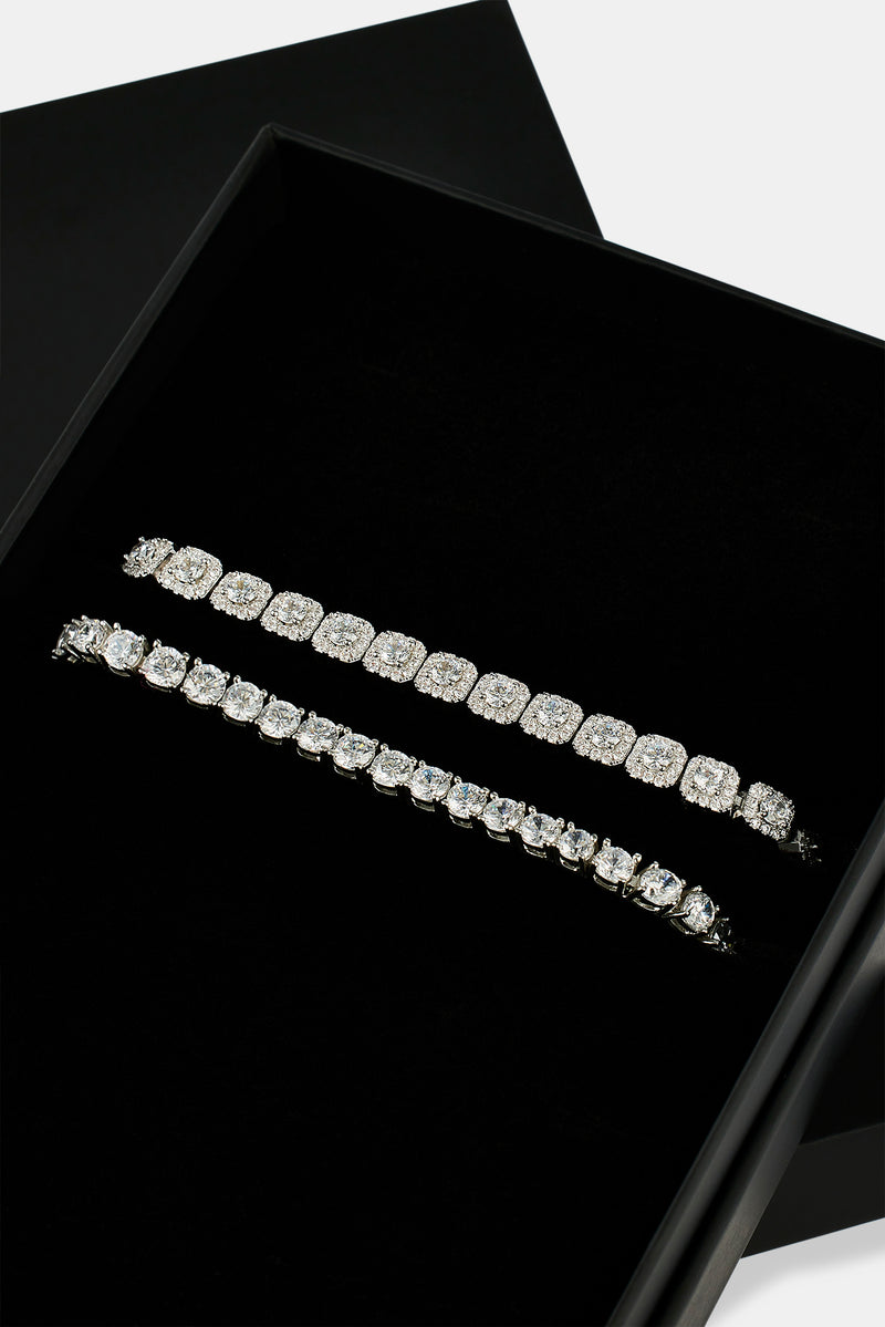 5mm Tennis & 7mm Clustered Tennis Bracelet