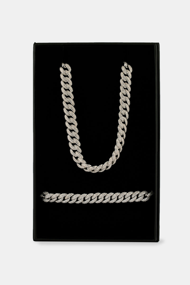 Iced Out Cuban Chain & Bracelet - 8mm