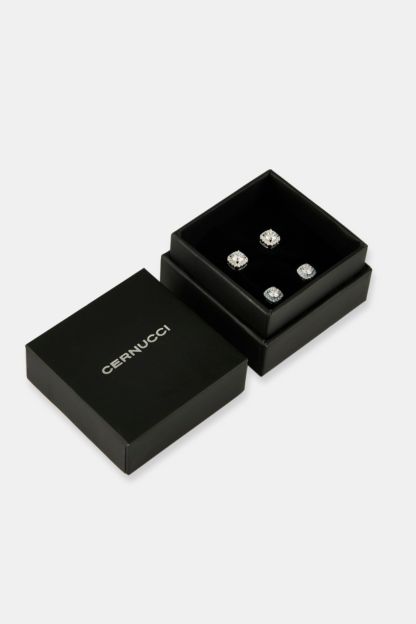 Iced Clear & Blue Cluster Stud Earrings - 7mm