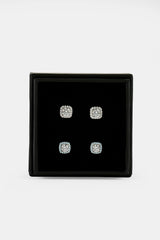 Iced Clear & Blue Cluster Stud Earrings - 7mm