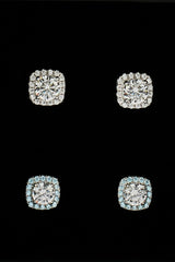 Iced Clear & Blue Cluster Stud Earrings - 7mm
