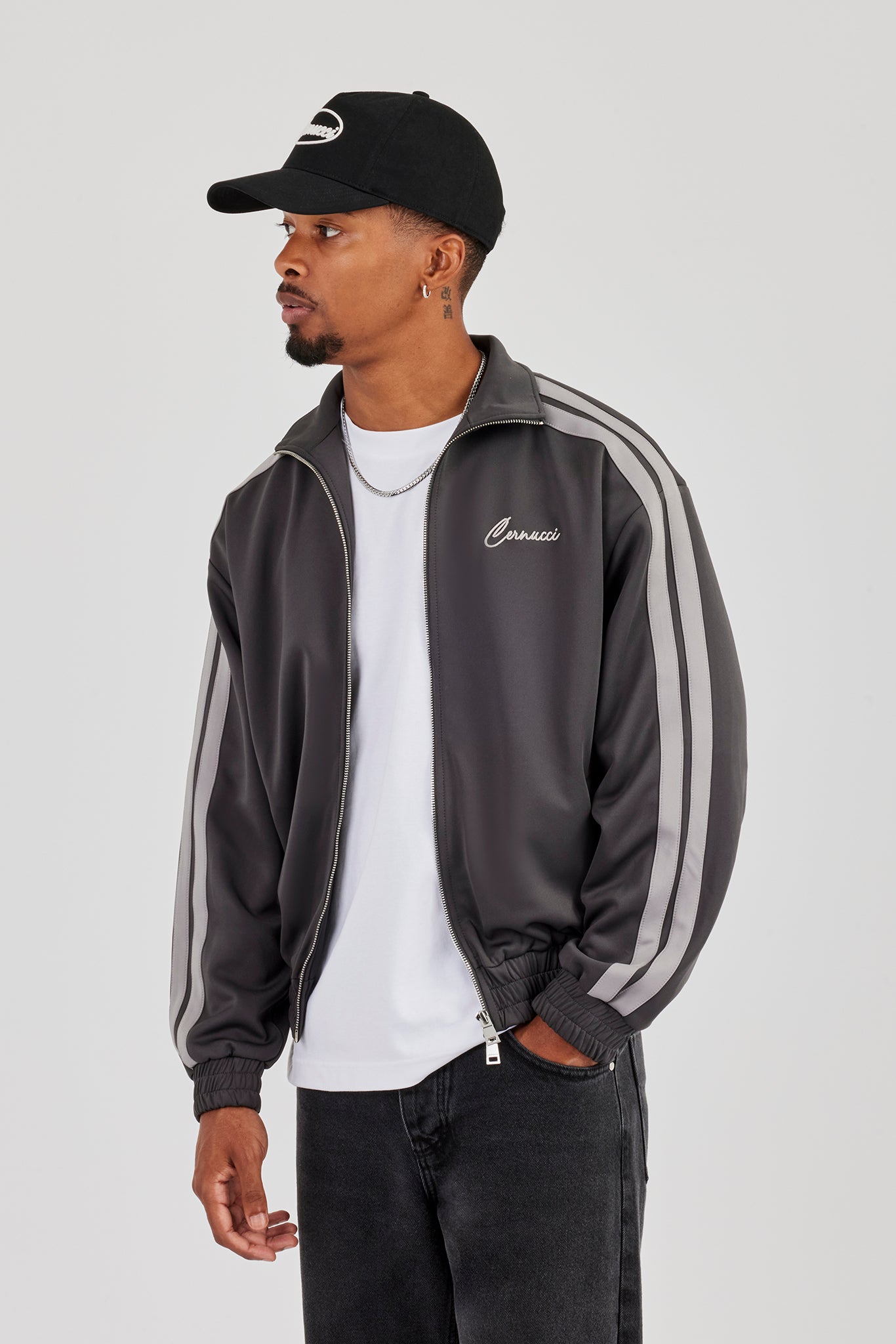 Trainingsjacke mit Taping - Anthrazit