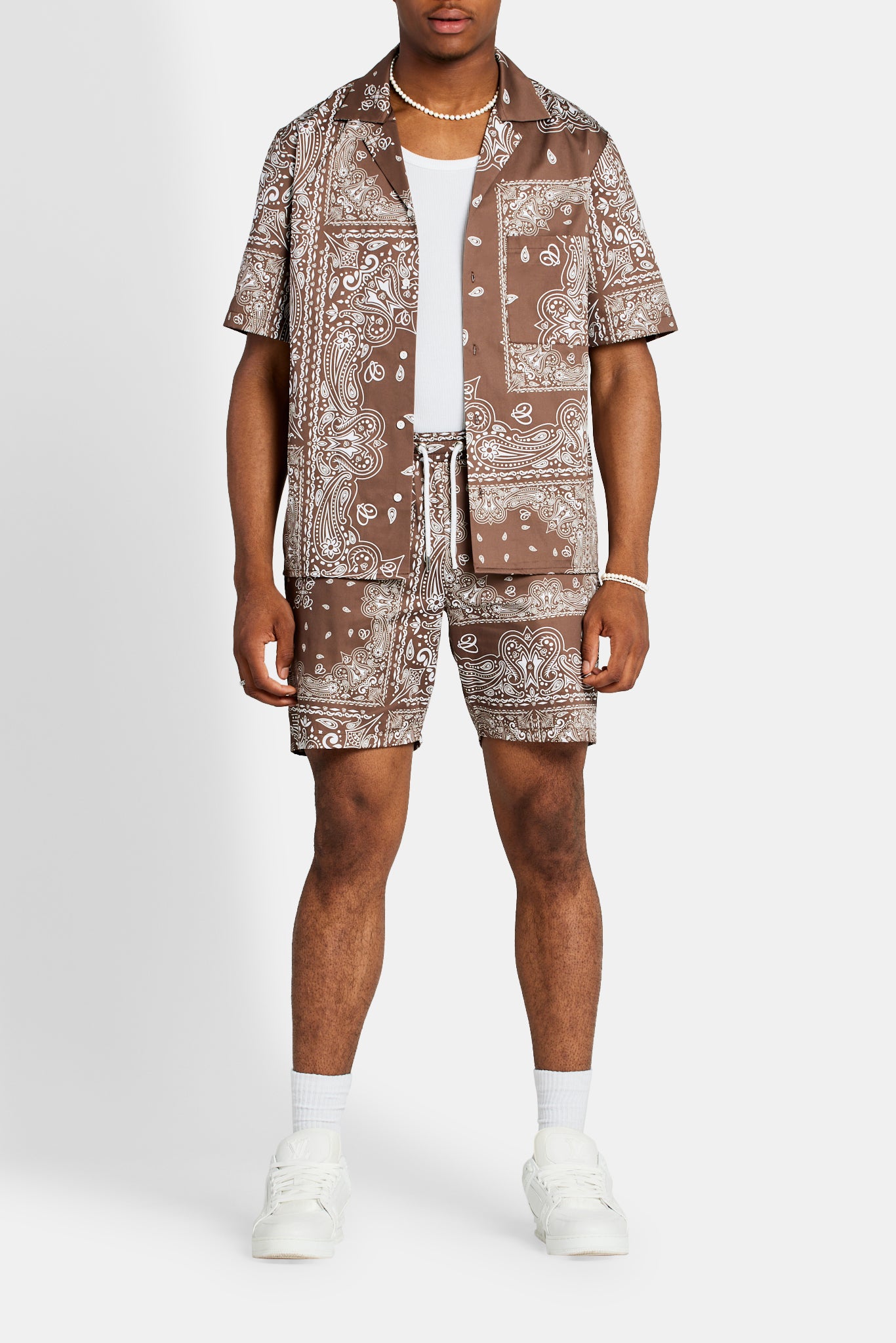 Hemd mit Bandana-Print – Schokolade