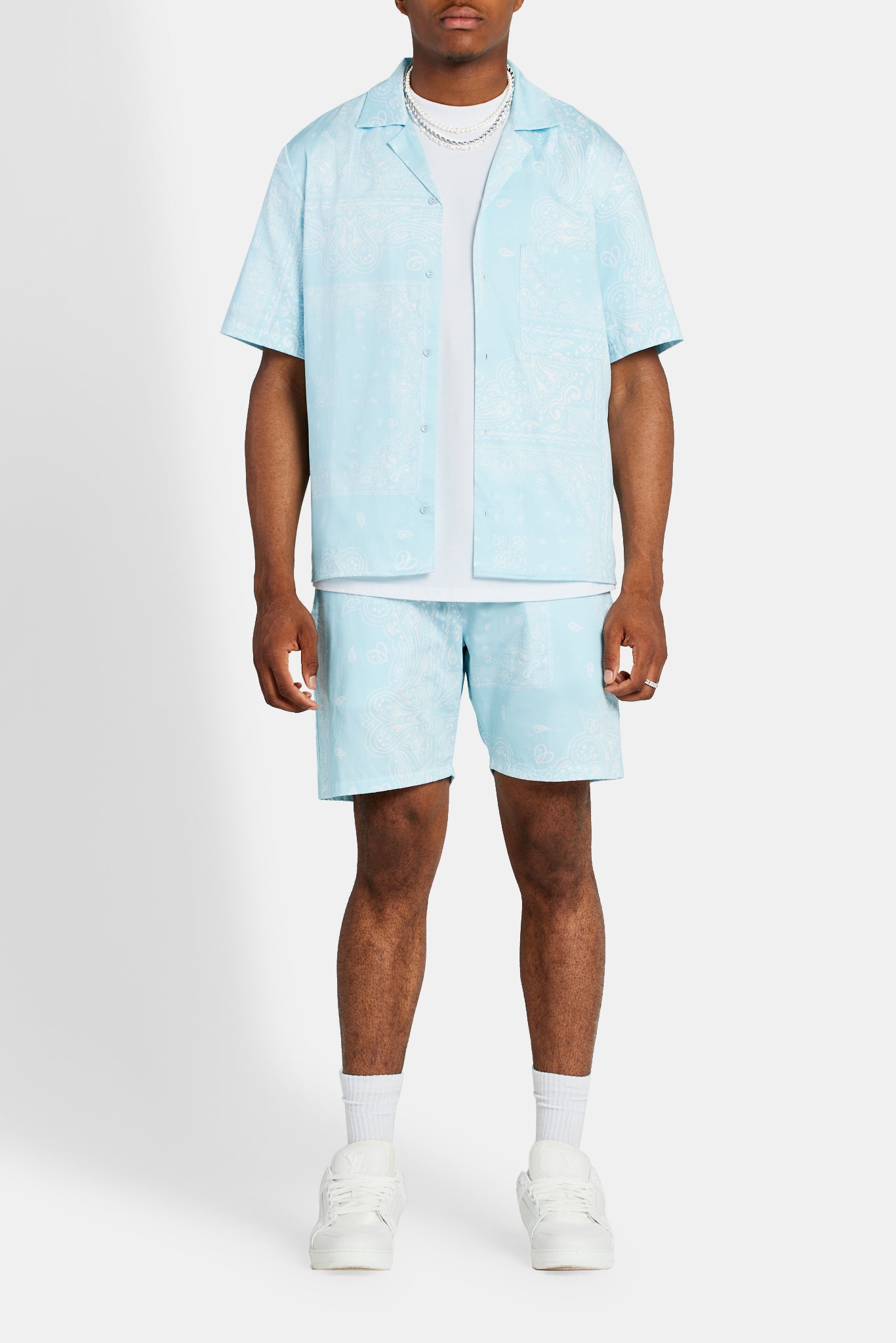 Hemd mit Bandana-Print - Hellblau
