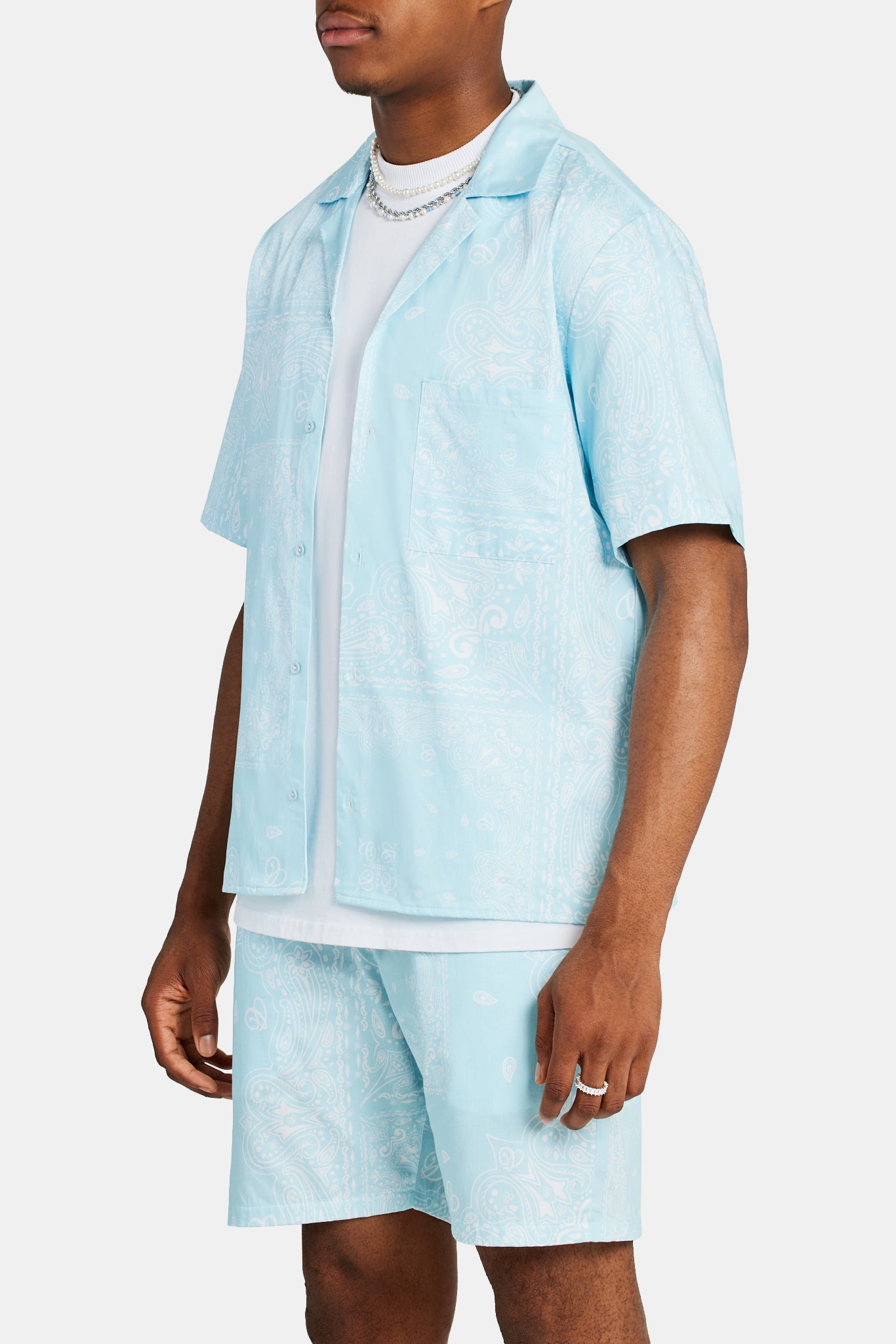 Hemd mit Bandana-Print - Hellblau