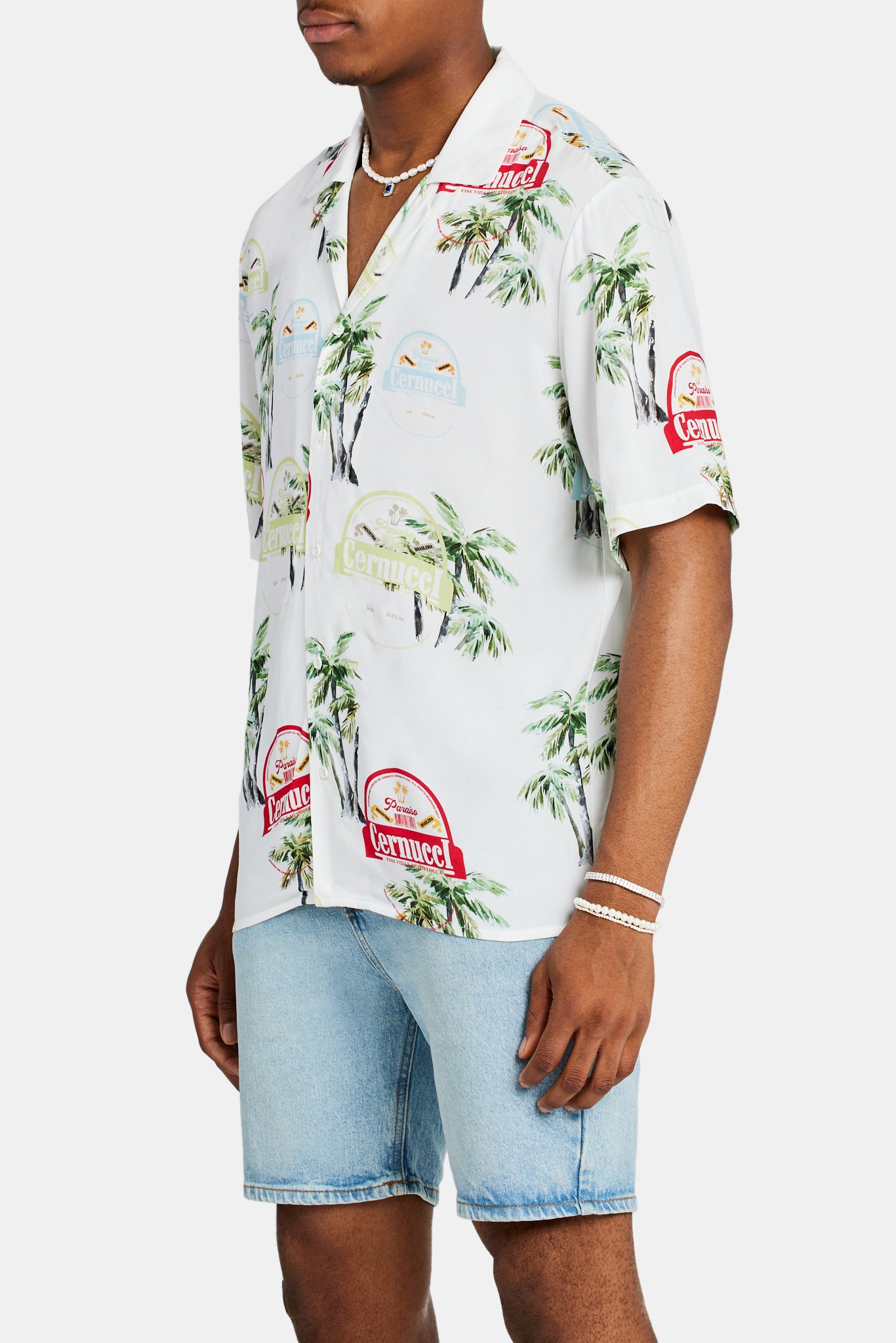 Cernucci Hemd mit Palmen-Repeat-Print