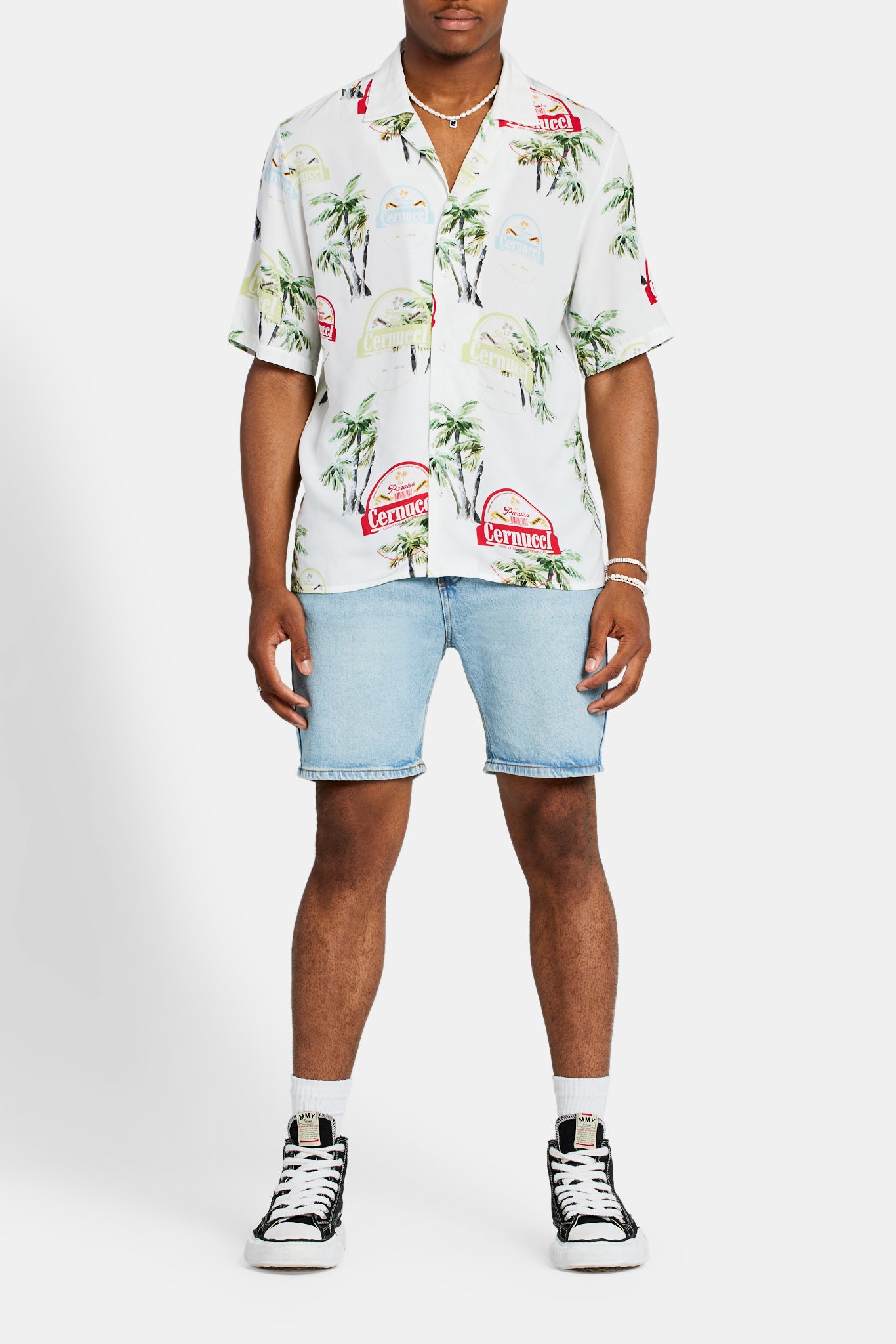 Cernucci Hemd mit Palmen-Repeat-Print