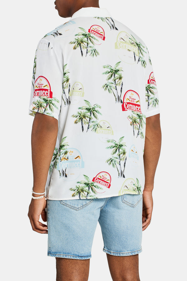 Cernucci Palm Repeat Printed Shirt