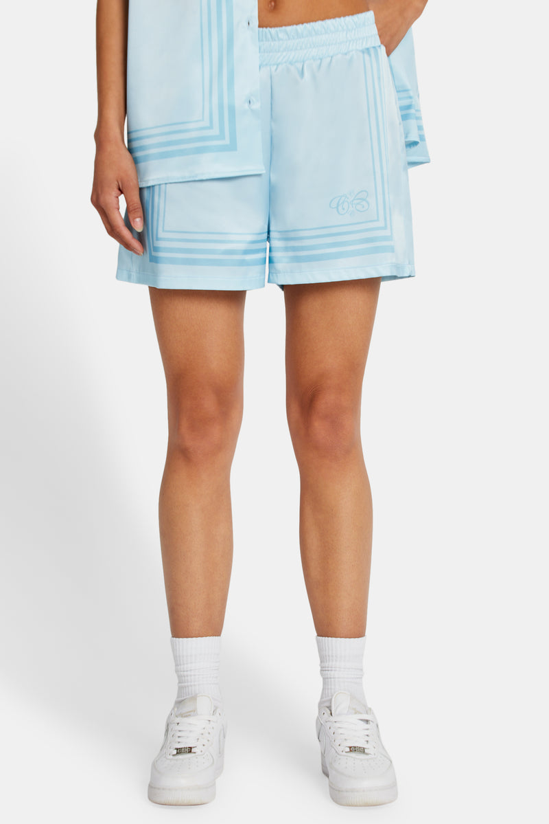 Satin-Shorts mit C-Logo-Bordüre - Blau