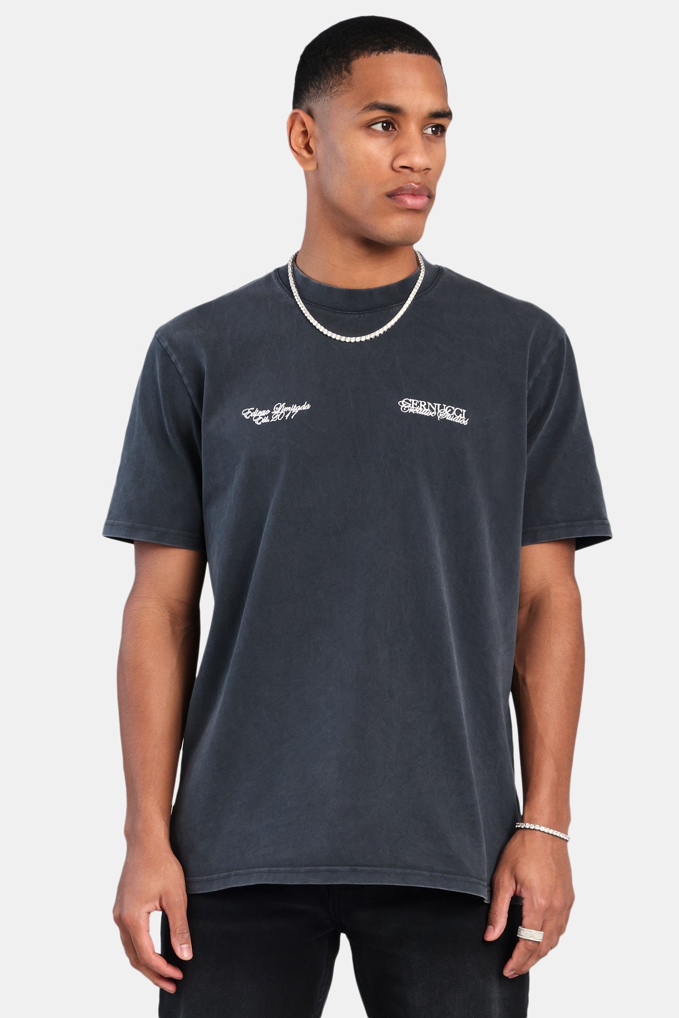 Creative Studio Embroidered Washed T-Shirt - Vintage Wash | Mens Tees ...