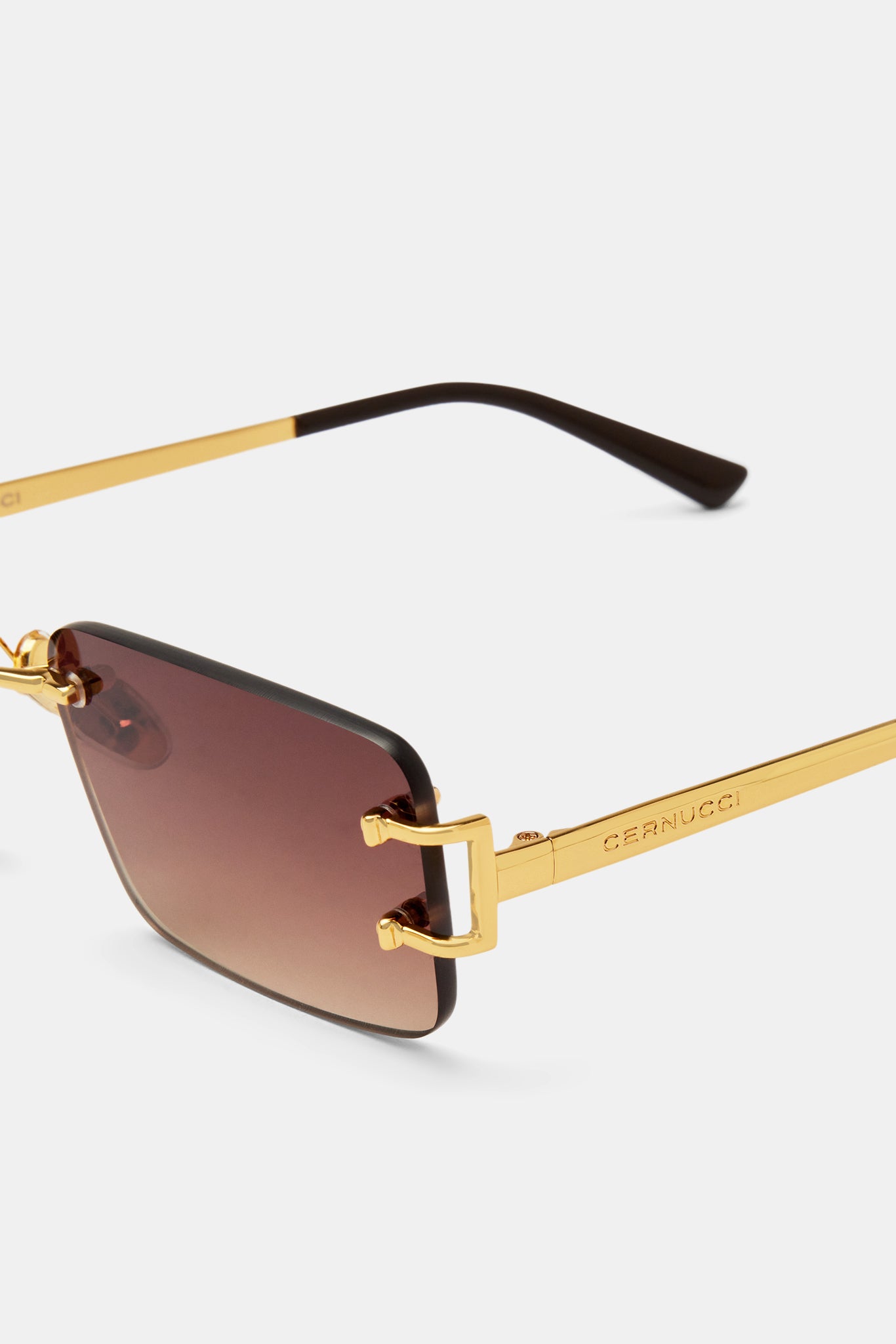 Sonnenbrille mit rechteckigen Metallgläsern - Braun