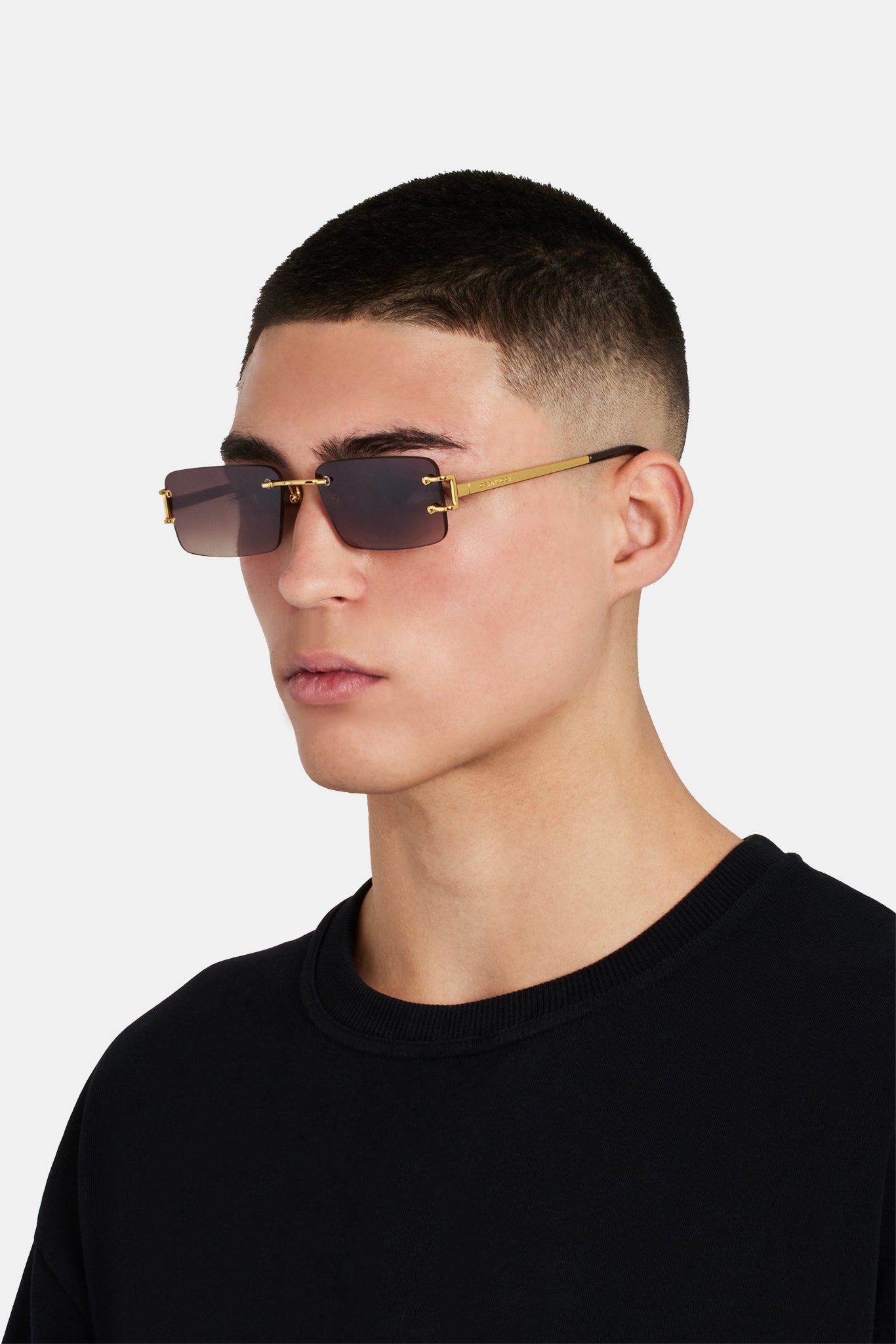 Sonnenbrille mit rechteckigen Metallgläsern - Braun
