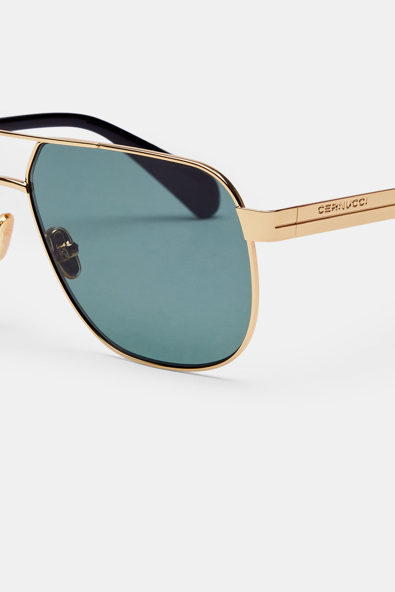 Gold Aviator Sunglasses - Black
