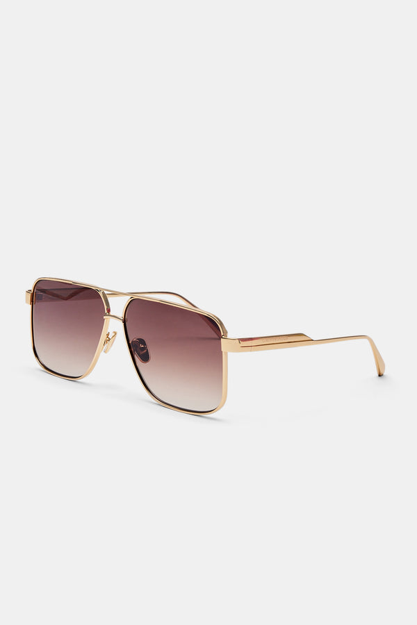 Gold Aviator Sunglasses - Brown