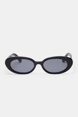 Slim Oval Acetate Sunglasses  - Black